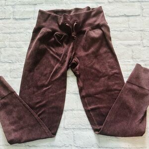 PINK Victoria’s Secret Leggings S | Maroon Ribbed Active Drawstring Fit